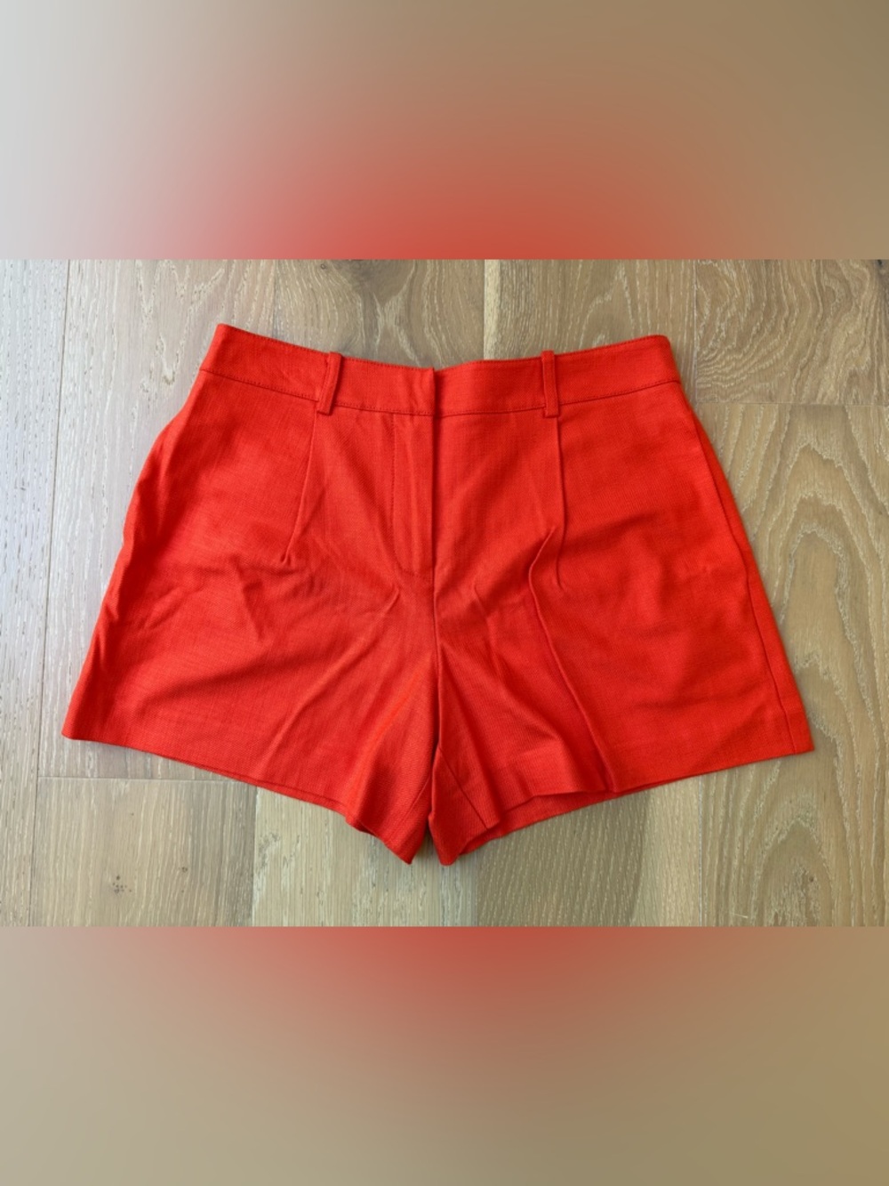 Trina Turk Bright Red/Coral High-Waist Tailored Shorts